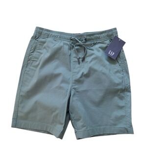 Gap Shorts Men S Green Pull On 6.5 Inseam Elasticized‎ Waistband Stretch Twill